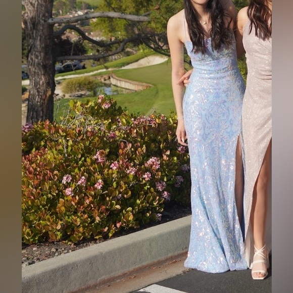 Like New | Windsor Blue Sequin Prom Dress (Kinsley Formal Sequin Mermaid Dress) - Picture 3 of 8